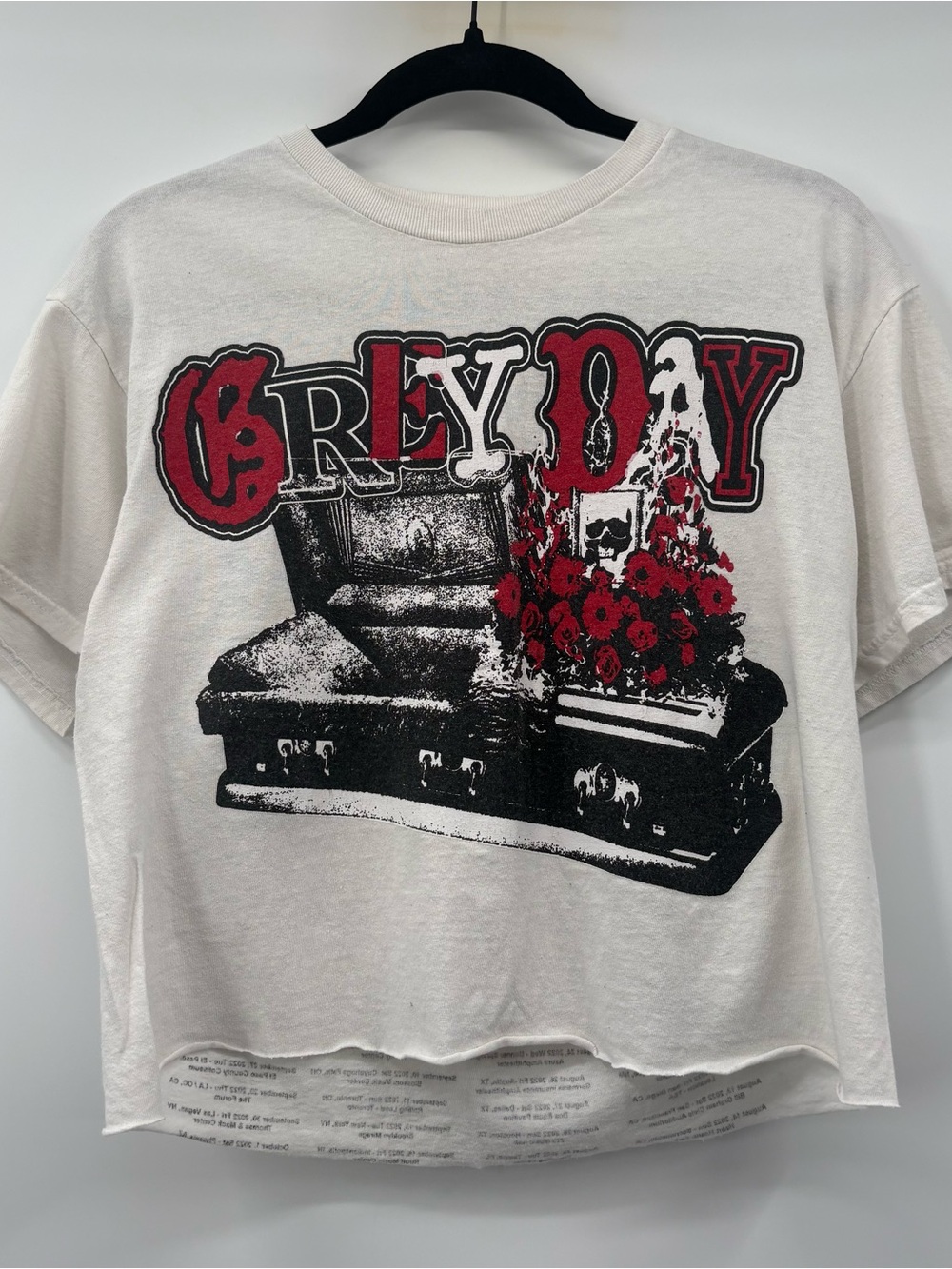 Grey Day Graphic Crop Tee in White and Red